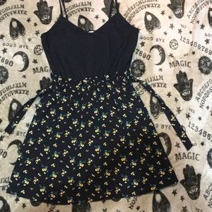 Belted Tank Top Dress w/ Flowers